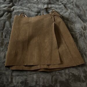 Brown Suede Mini Skirt